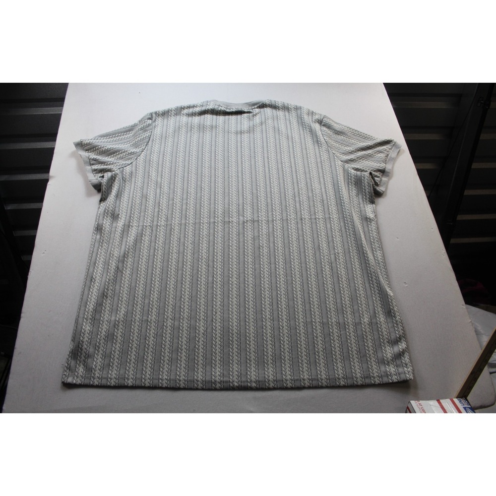 True Nation By DXL Men Gray Striped Shirt  Short Sleeve Round Neck Casual 6XL